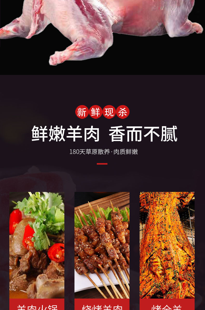 羊肉新鲜现杀冷冻烤全羊内蒙古小羔羊8斤-30斤烧烤酒店食材非