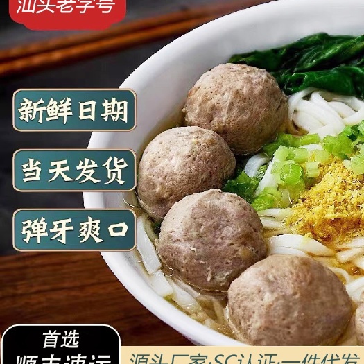 深圳潮汕牛肉丸潮州牛筋丸火锅丸子关东煮麻辣烫食材厂家批发500g