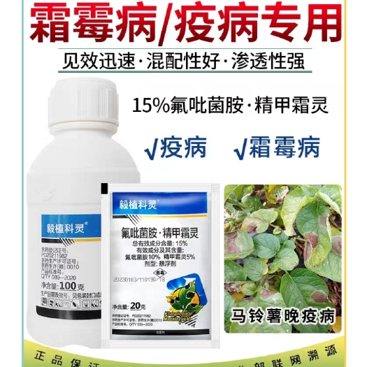 15%氟吡菌胺精甲霜灵马铃薯辣椒西红柿晚疫病杀菌剂