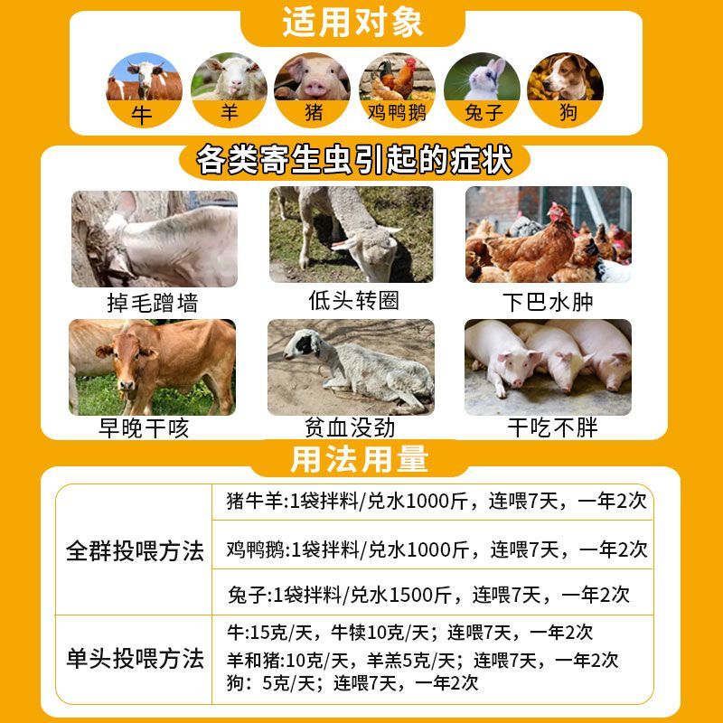 全驱净，畜牧猪牛羊兔鸡狗猫等内外使用