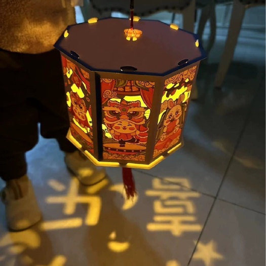 兴化市中秋节灯笼儿童手工diy投影走马灯幼儿园手提发光中秋灯笼批发
