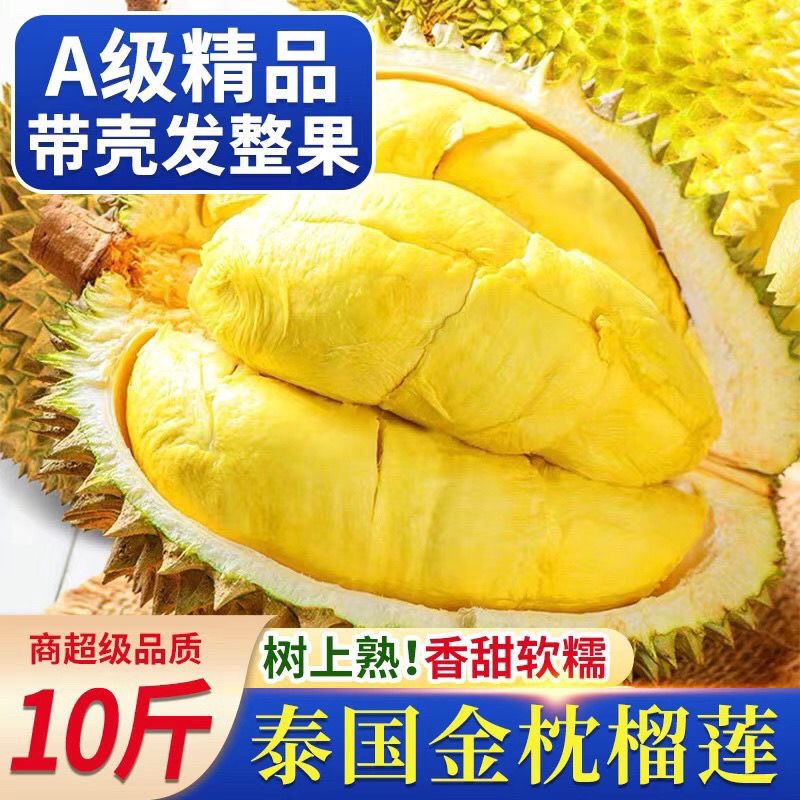 东阿县金枕榴莲  泰国金枕头榴莲新鲜整箱批发包邮。