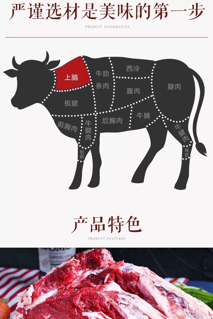 原切牛上脑新鲜牛肉生牛肉无调理新鲜牛上脑冷冻牛肉包邮火锅食材