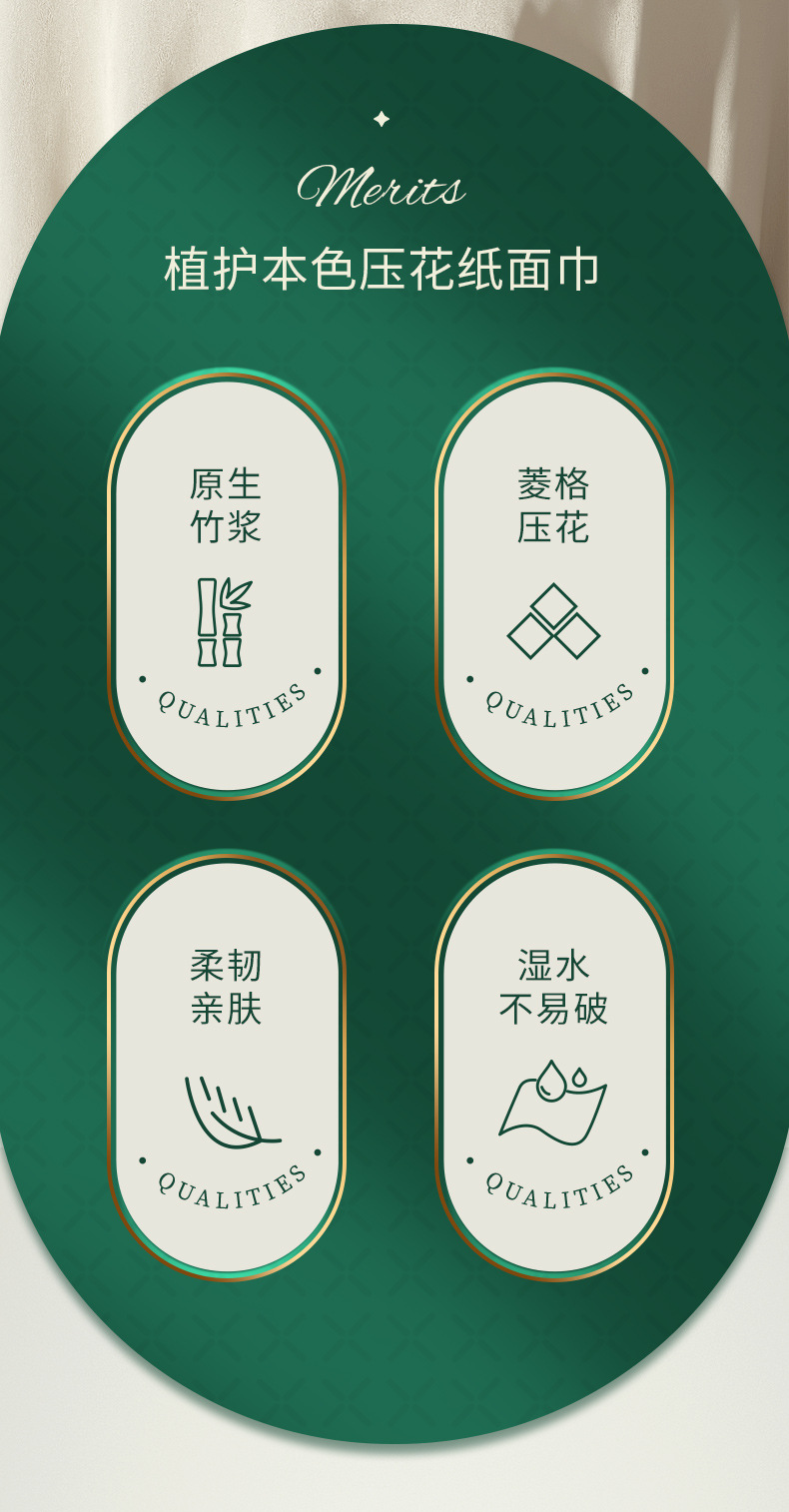 植護抽紙6包裝紙巾家用4層360張本色餐巾紙竹漿大包紙抽包郵