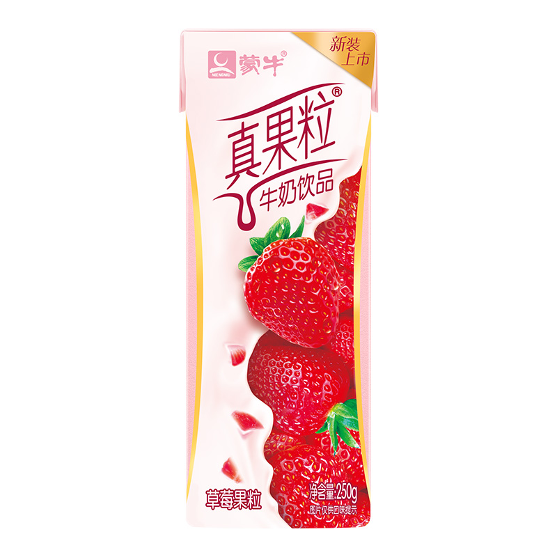 蒙牛真果粒牛奶饮品（草莓）250ml*12包真实果粒