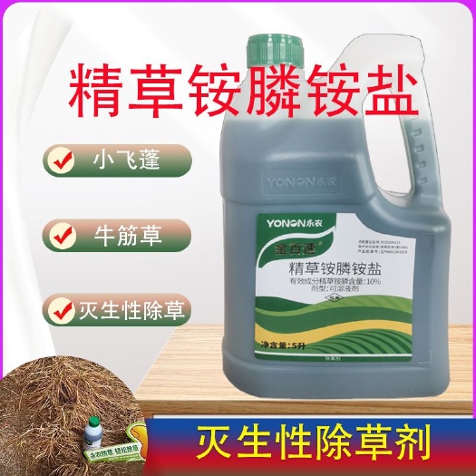 芜湖金百速10%精草铵膦铵盐非耕地果园灭生性除草剂牛筋草小飞蓬