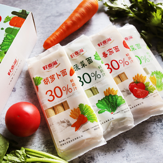 内黄县好麦滋蔬菜面 番茄 菠菜 芹菜 胡萝卜细面条挂面