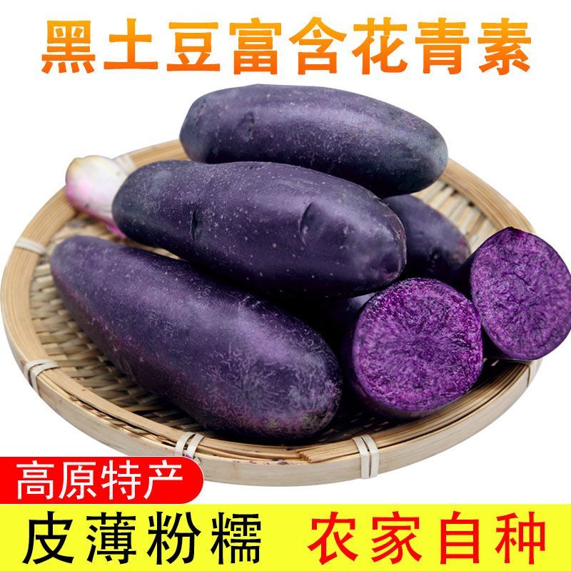 当季新鲜黑土豆高山紫土豆黑金刚土豆黑美人马铃薯蔬菜整箱包邮