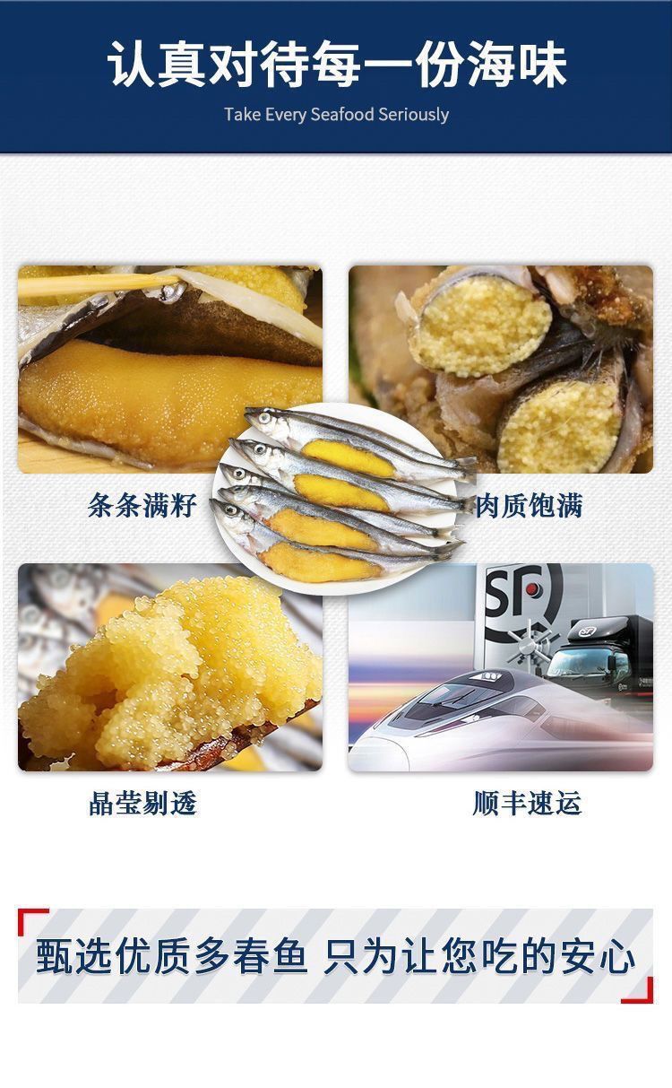 满籽多春鱼新鲜冷冻多籽鱼特大带籽多春鱼烧烤油炸商用冰鲜海水鱼