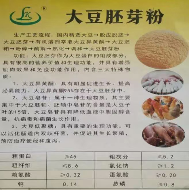 大豆胚芽粉、蛋白45、适用于各种畜牧业、家禽、水产类增肥育肥