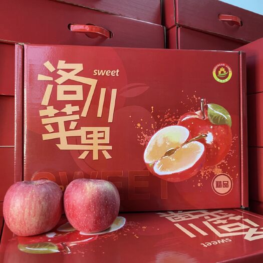 洛川县洛川苹果 陕西洛川苹果大果80以上礼盒包装12颗脆甜多汁