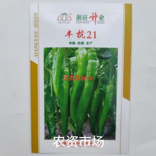 华容县湘研种业丰抗21辣椒种子中熟 牛角型 坐果集中抗病丰产