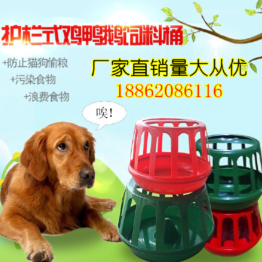盐城 狗叹气狗不理护栏笼式饲料桶自动下料槽料筒养鸡鸭鹅食槽养殖设备