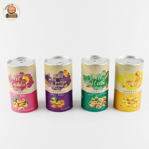 江门食品包装盒 厂家直销坚果休闲食品包装圆形纸盒纸瓶定制