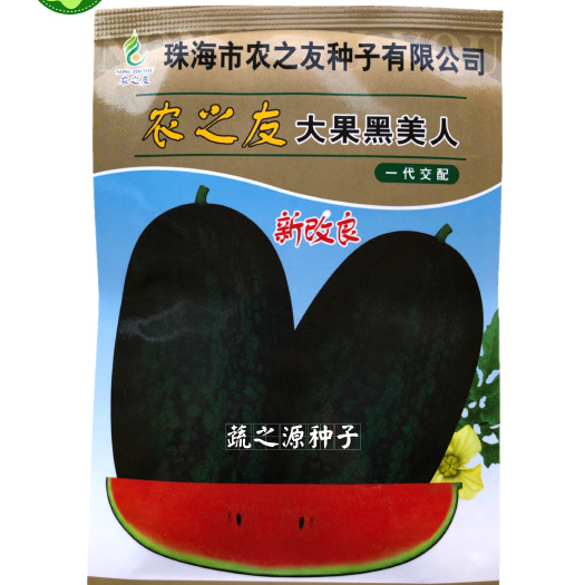 英德市黑美人西瓜种子 农之友大果黑美人黑皮红肉早熟黑皮大西瓜种子