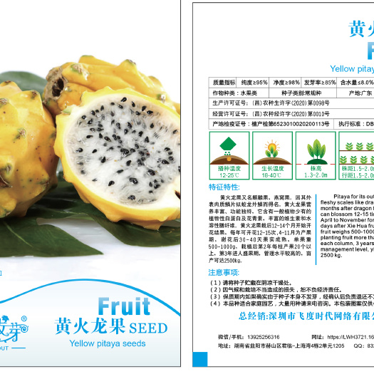黄火龙果种子 麒麟果 黄皮燕窝果 青龙果 仙蜜果 玉龙果
