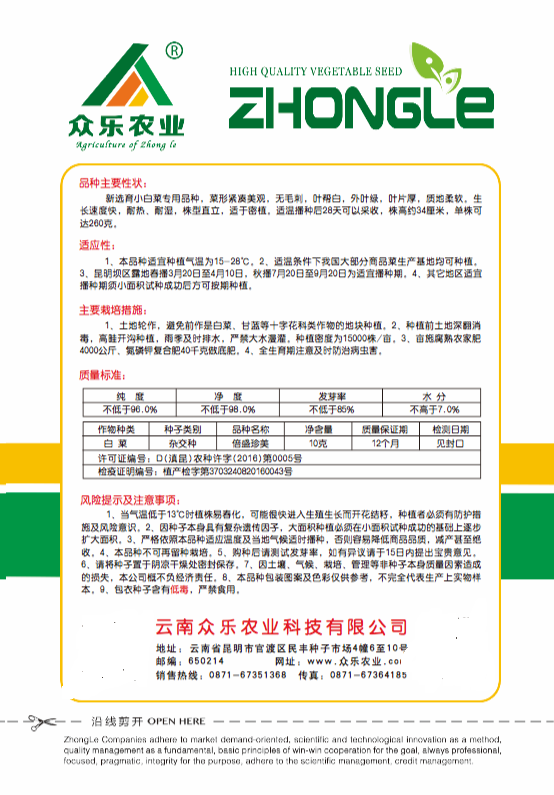  云南小白菜种子快菜种子——无毛刺，叶帮白，外叶绿，叶片厚