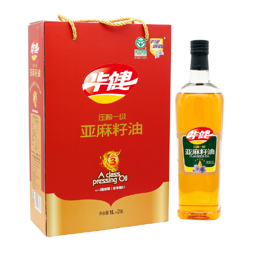 大同 华健压榨一级亚麻籽油1L*2瓶（礼盒）