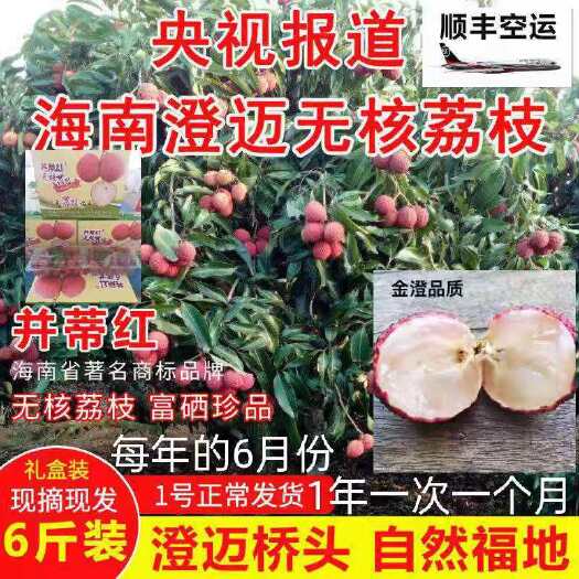 澄迈县海南澄迈陆桥并蒂红 金澄超级无核荔枝官方旗舰新鲜水果空运包邮