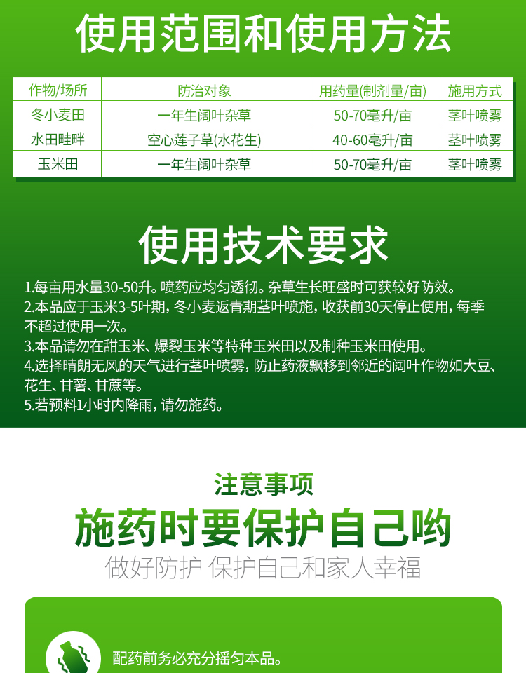  陶氏益农使它隆阔叶杂草空心莲子葡萄果园草坪除草剂农药农资