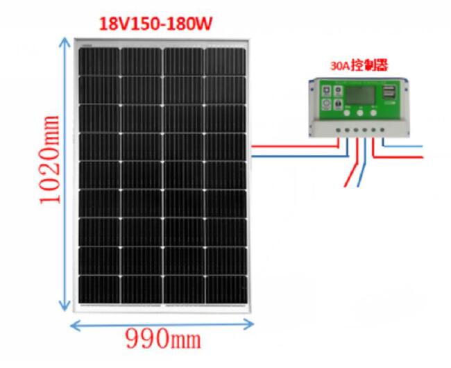 发电板 18V150W太阳能板配30A控制器充电。