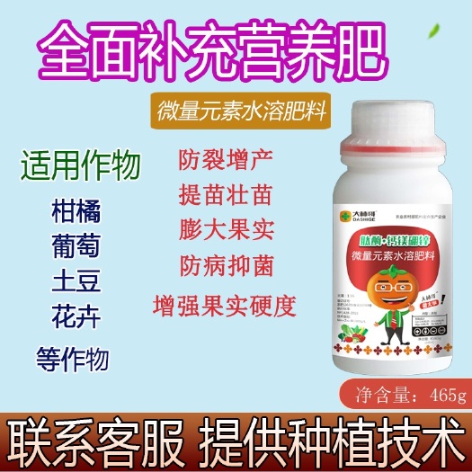 禹州市微量元素肥料  大柿哥氨基酸钙镁硼锌叶面肥柑橘葡萄果树防裂果微量元素水溶肥料