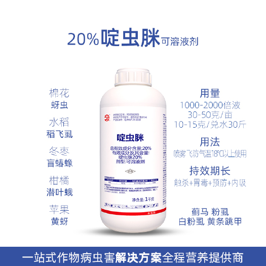 菏泽20%啶虫脒可溶性液蚜虫蓟马飞虱白粉虱多肉小黑飞农药 杀虫剂
