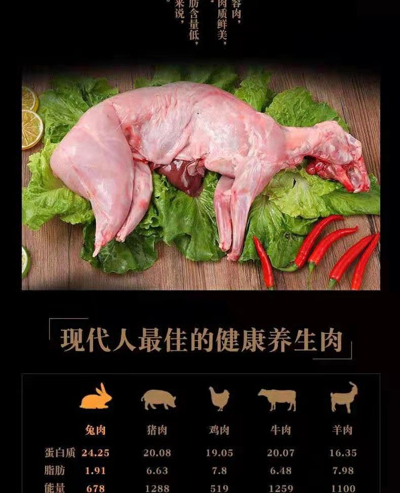 农家新鲜兔肉现杀兔腿兔头兔肉块整只兔子肉鲜兔肉冷冻兔肉烧烤