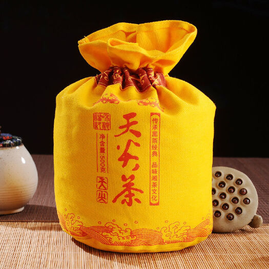 益阳湘尖茶  【超大份量】湖南安化黑茶天尖茶500g陈年贡品天尖茶黄色布袋