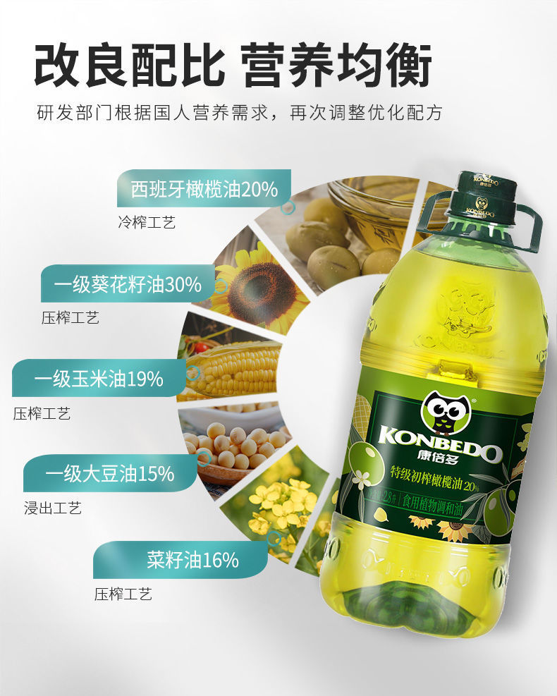 【橄榄原香】添加10%橄榄油食用油植物油调和油5斤多粮油特