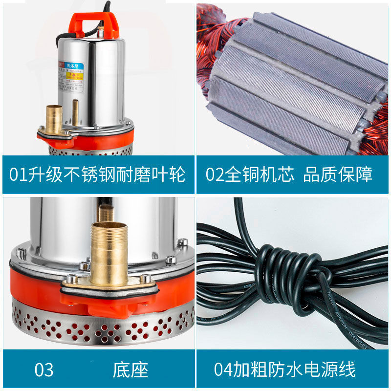 直流潜水泵12V24V48V60V电动电瓶车抽水泵家用高扬