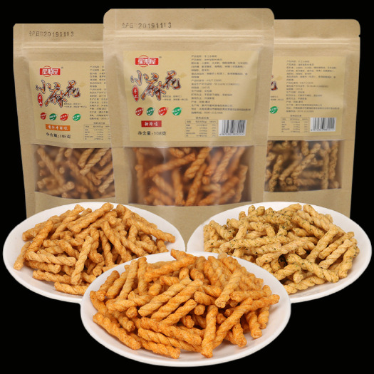 漯河 网红小麻花甜辣海苔酱汁牛肉味休闲食品零食小吃摆地摊