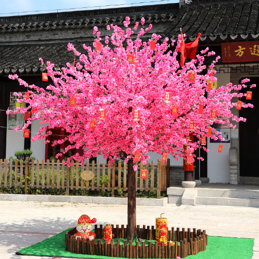 沭阳县仿真花草 仿真桃花树假桃树室内外装饰商场新年大型许愿树红包祈福树梅花树