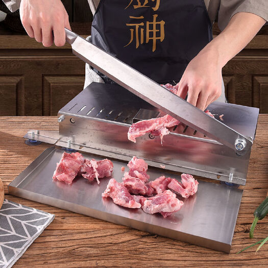 济南家用切肉机冻肉切片刀斩骨砍骨铡刀剁鸡鸭鱼切骨机商用不锈钢菜
