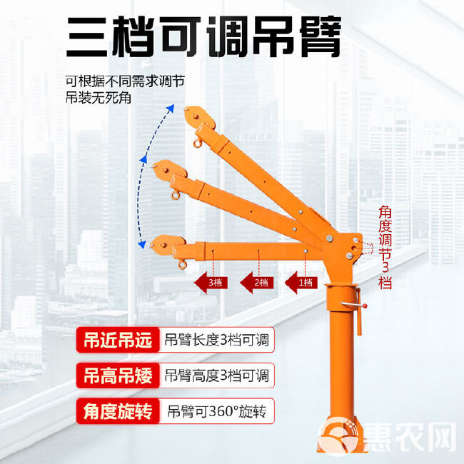 车载吊机12v24v伏1吨随车悬臂吊家用220v电动葫芦提