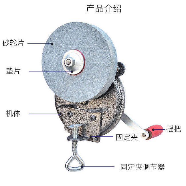 厂家直销全钢6寸手摇砂轮机 磨刀磨剪子手动打磨家用工具 磨