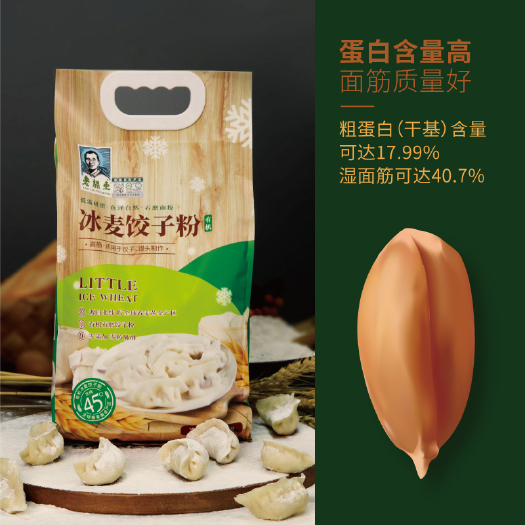天津饺皮粉 包子饺子馒头家庭面食用粉烘焙老关东有机冰麦饺子粉2.5kg