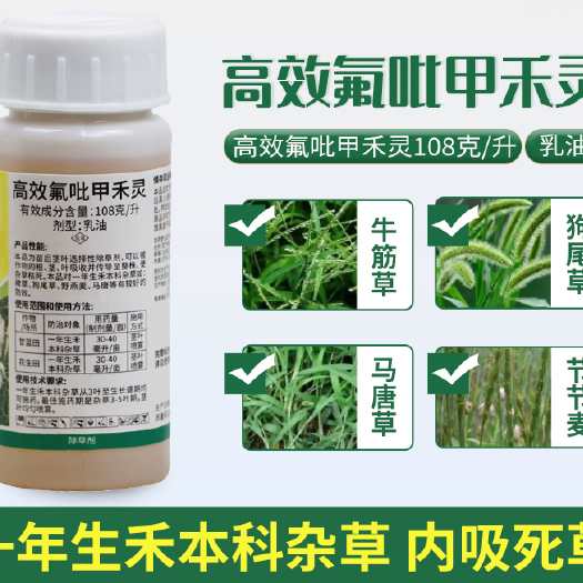 济南 八方禾平高效氟吡甲禾灵花海麦冬三叶草苗圃尖叶杂草除草剂
