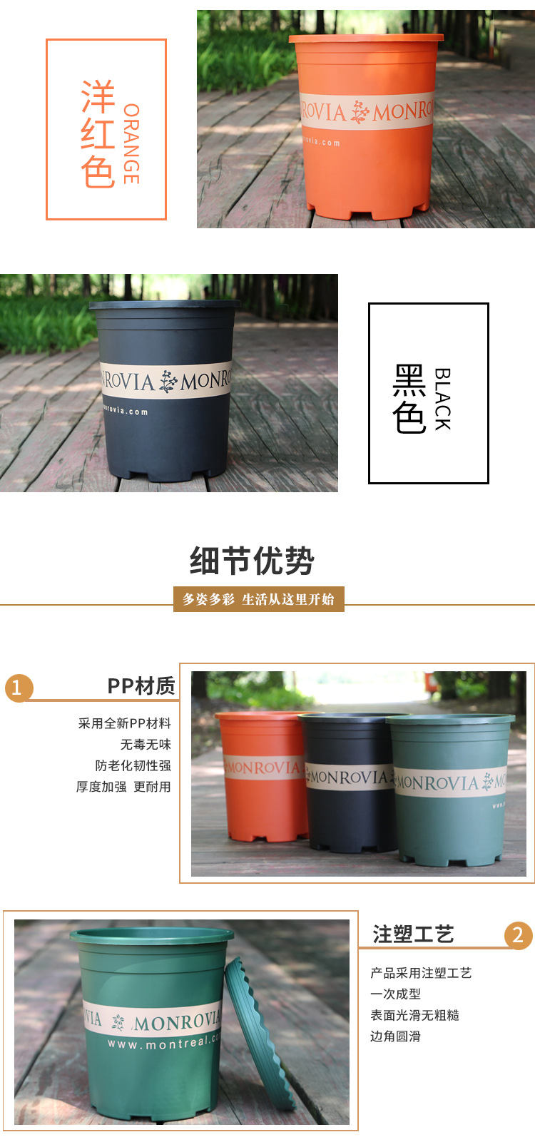 二代矮胖加仑盆 阳台多肉盆绿萝月季控根盆树脂塑料花盆