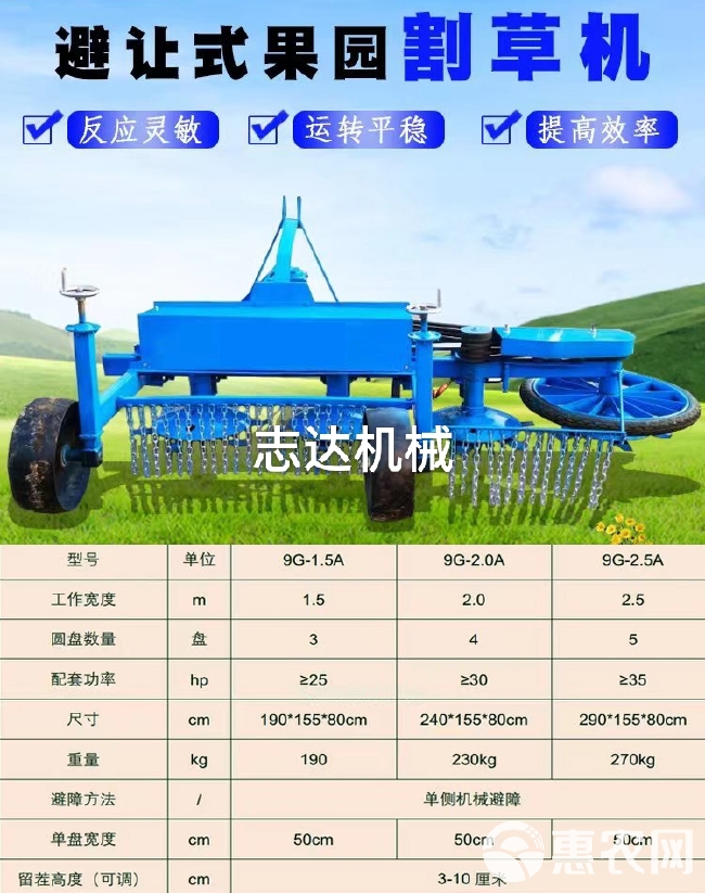  果园避让式割草机 除草机 四轮带树空路边打草机 树行间割草机