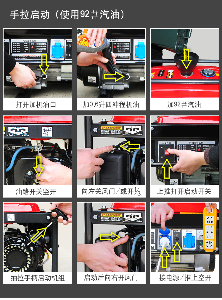 首嘉3kw小型汽油发电机单相220V三相380v家用5kw