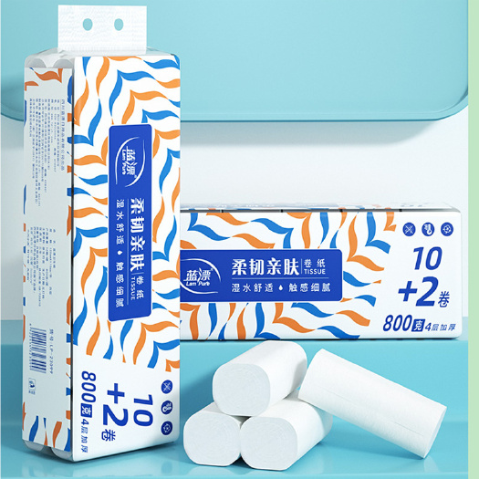 成都蓝漂卷纸12卷4层白色家用大卷纸餐巾纸擦手纸提袋装包邮