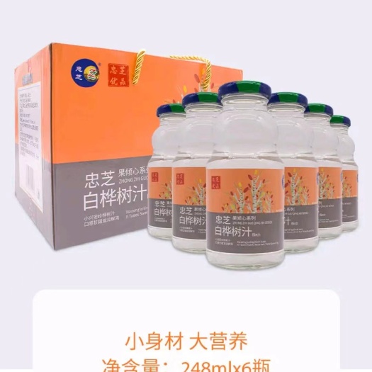 伊春小兴安岭特产白桦树汁饮料248mlx6瓶