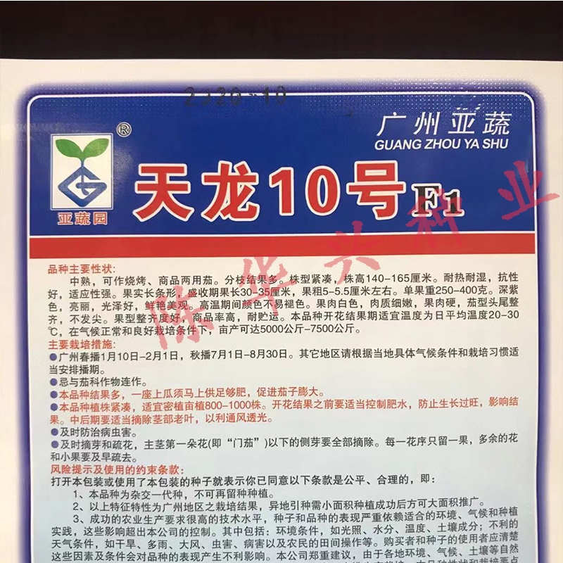 天龙10号茄子种子，1000粒