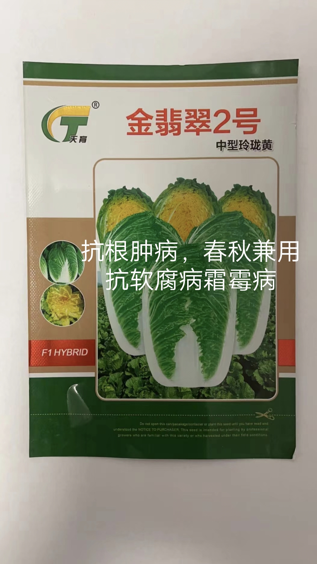 金翡翠2号黄心大白菜种子单菜2.5公斤结球紧实囗感商品性