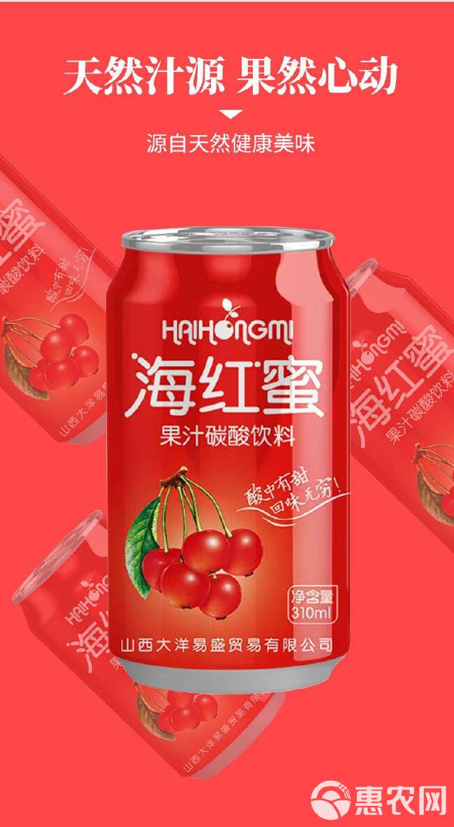 海红蜜果汁310ML*20罐酸甜可口碳酸饮料山西特产花青素