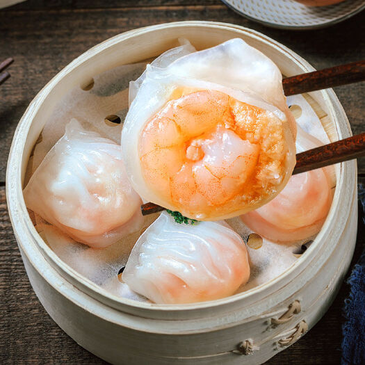 日照80只包邮虾饺水晶虾饺皇广东广式早茶点心港式饺子速冻手工虾仁