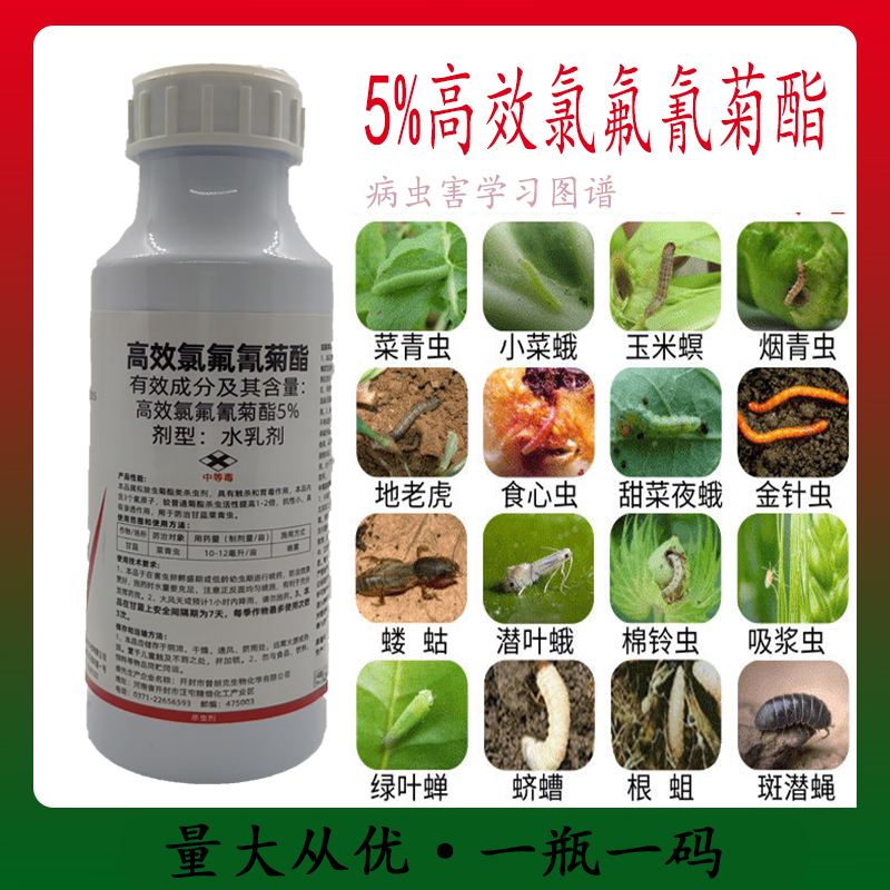 郑州5%高效氯氟氰菊酯   登记 甘蓝菜青虫 杀虫剂