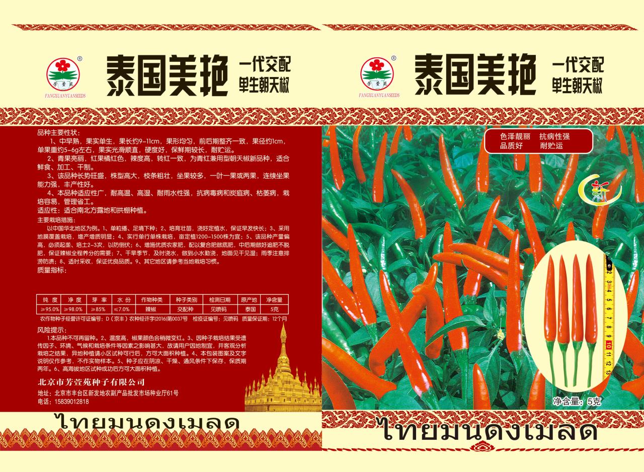 高产抗病大果型艳红辣椒/朝天椒种子–泰国美艳