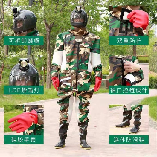 长葛市2022新款头盔式马蜂服防蜂衣加厚透气防蜂服捉马蜂连体马蜂衣
